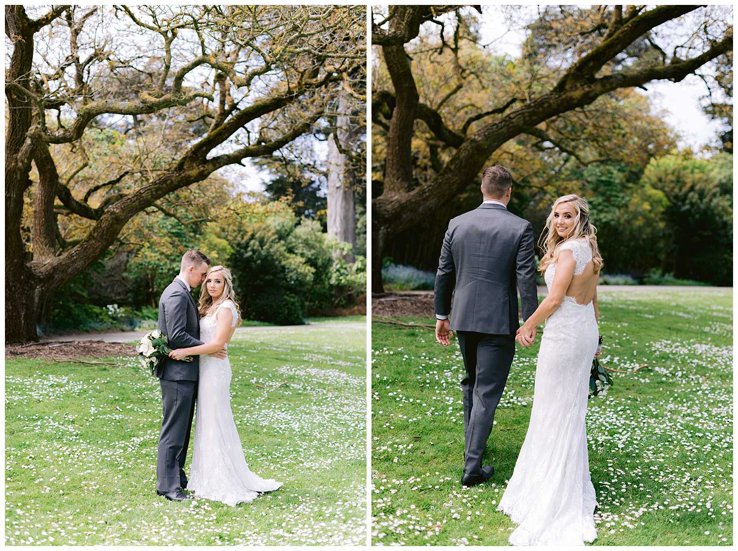 Kelsey and Mitchel on the lawn of the San Francisco Botanical Garden