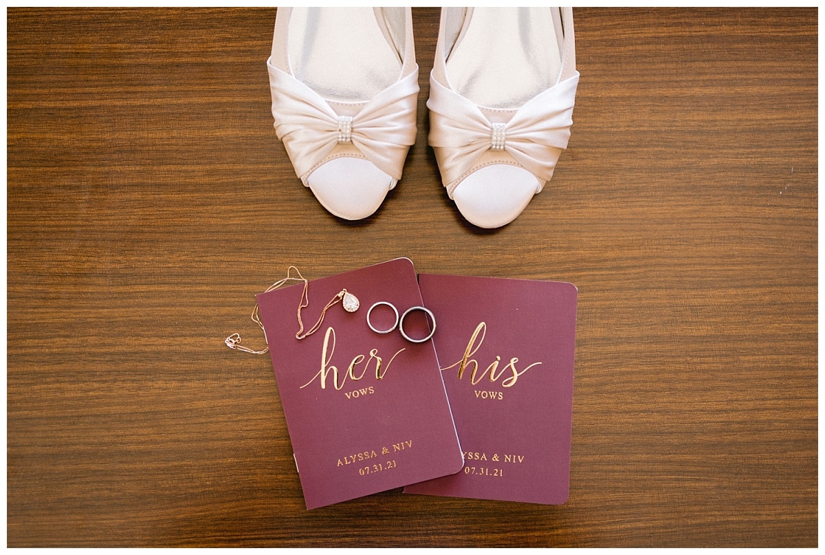 Vows, wedding shoes, wedding rings and bridal jewelry
