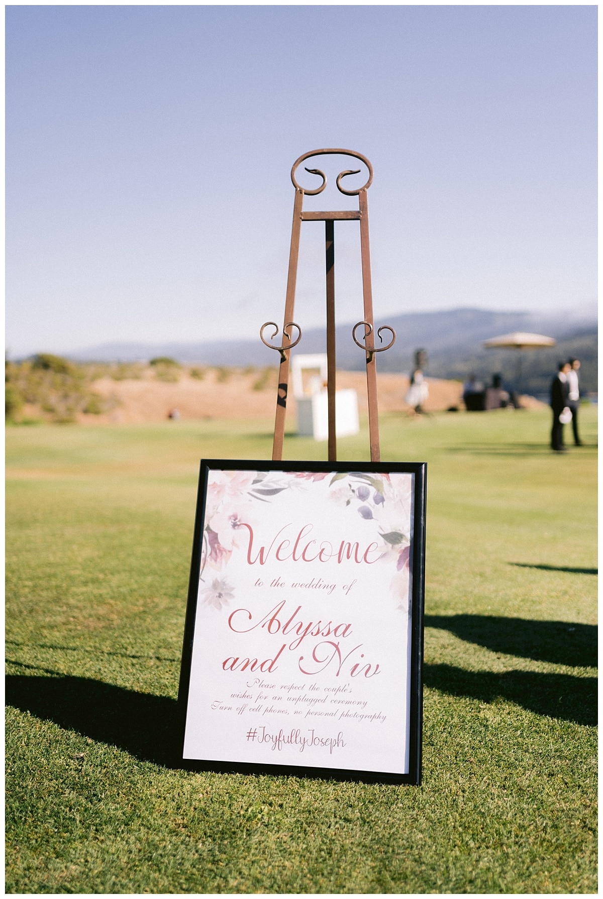 Custom signage for the Fairview Crystal Springs Golf Course wedding