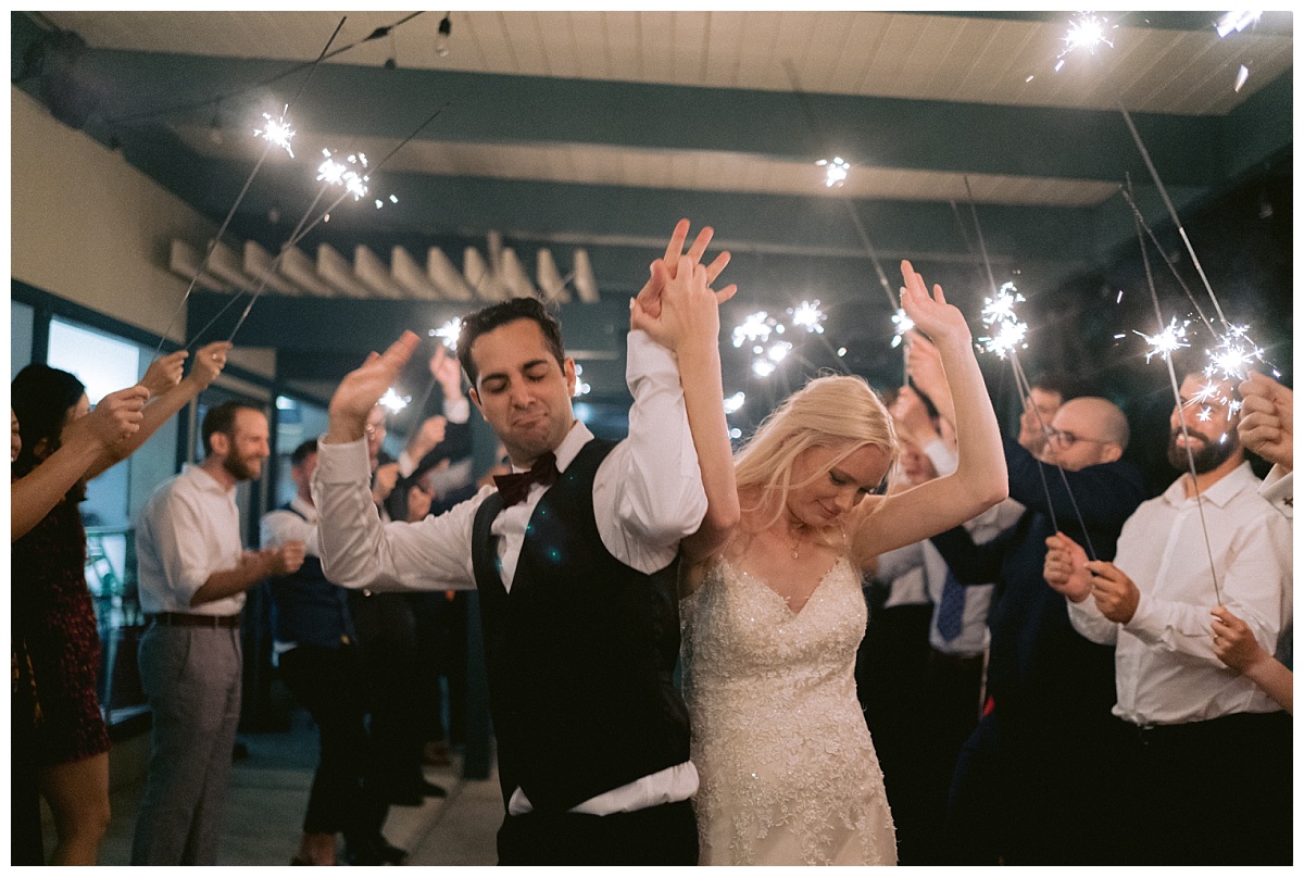 dancing under wedding sparklers