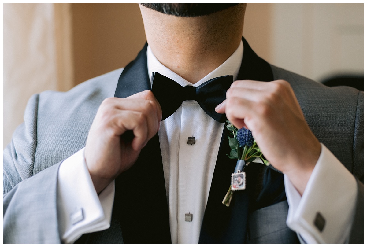 bow tie detail, groom before the Deer Park Villa Wedding