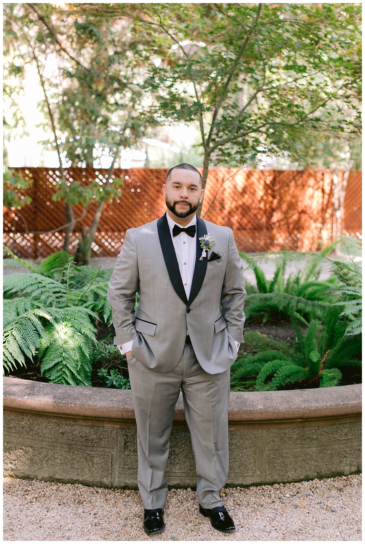 groom outside before the Deer Park Villa Wedding ceremony