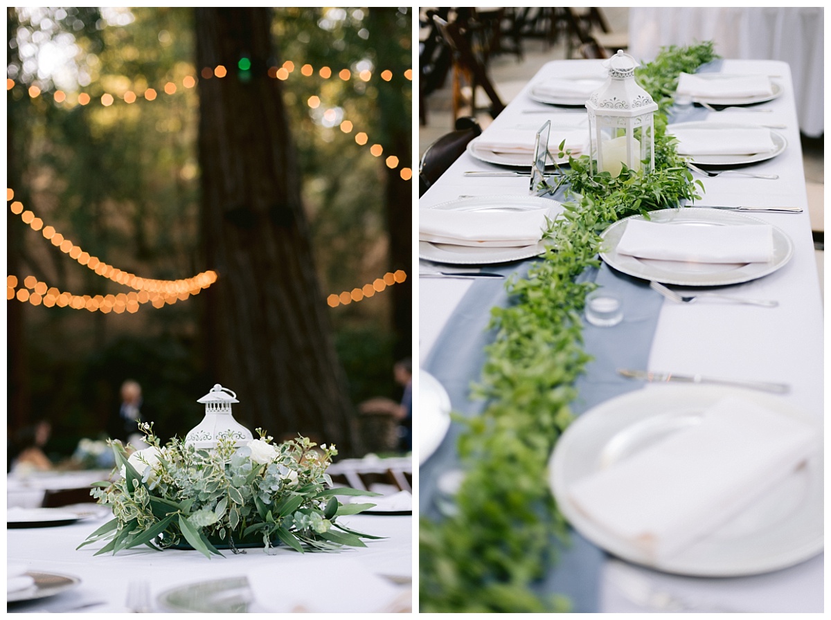 Outdoor wedding reception table decor