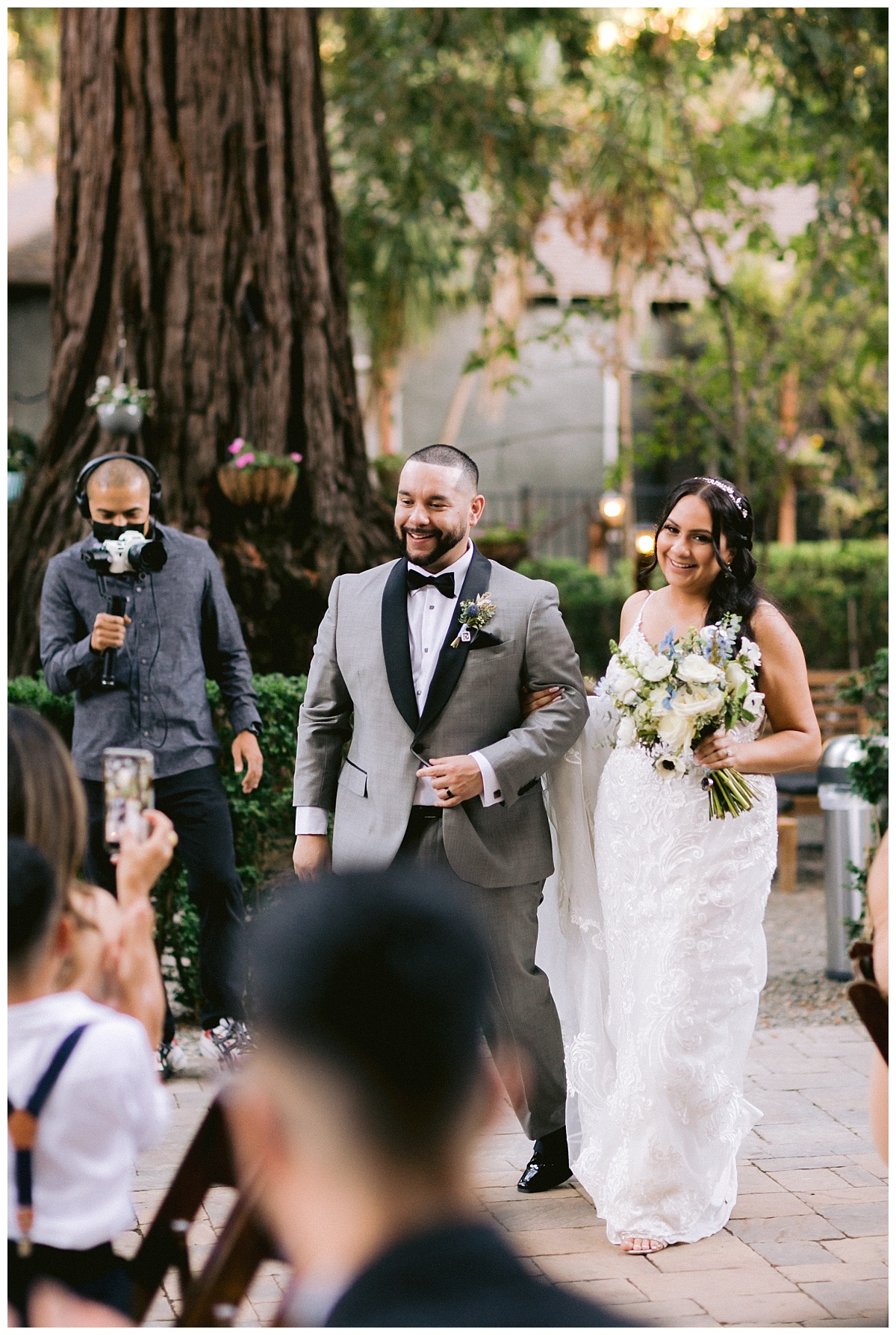 Couple greets guests