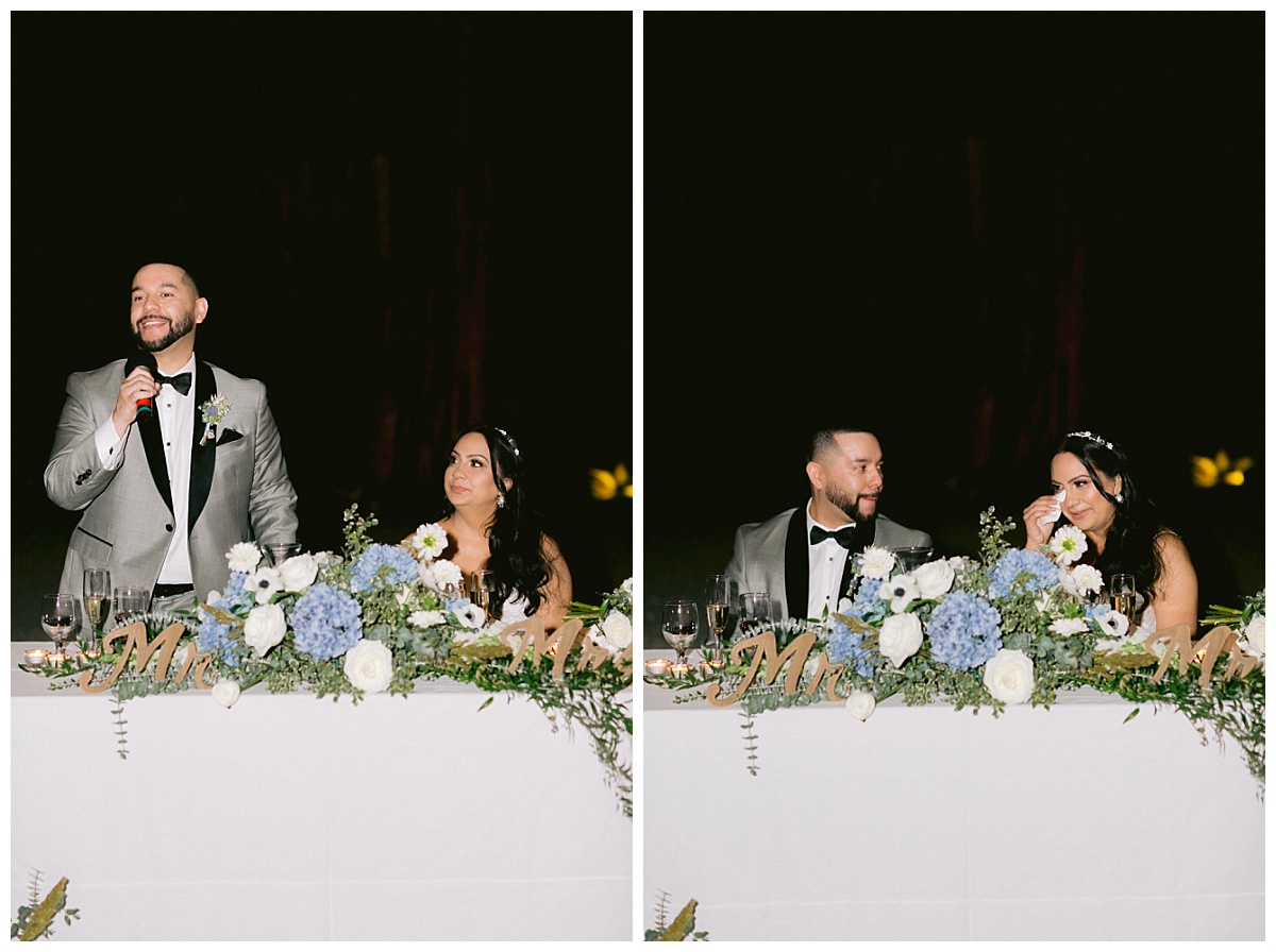 Liliana and Cesar address their guests, Liliana tearful during speeches