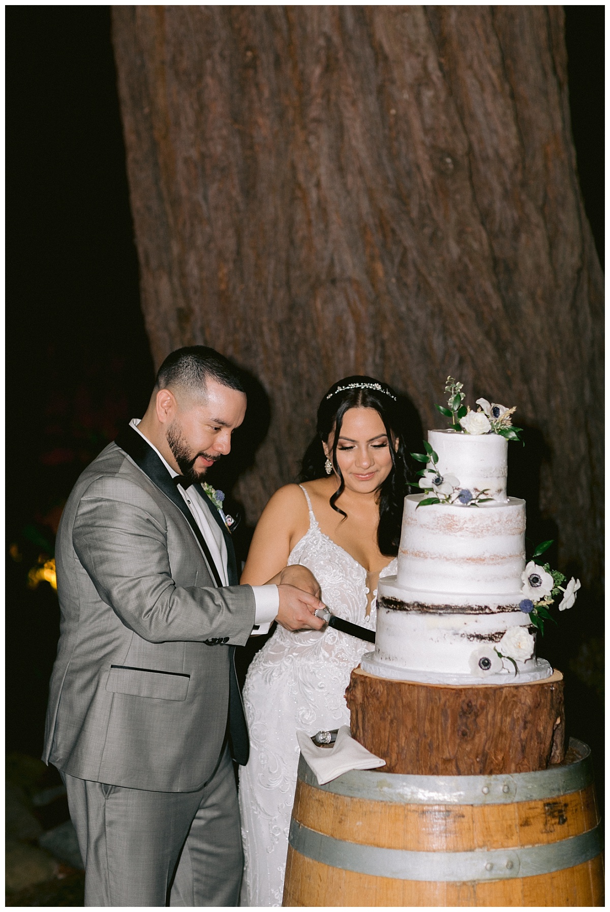 Liliana and Cesar cut their wedding cake