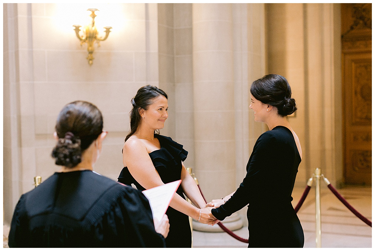 Vows during the Sweet SF City Hall Elopement Ceremony