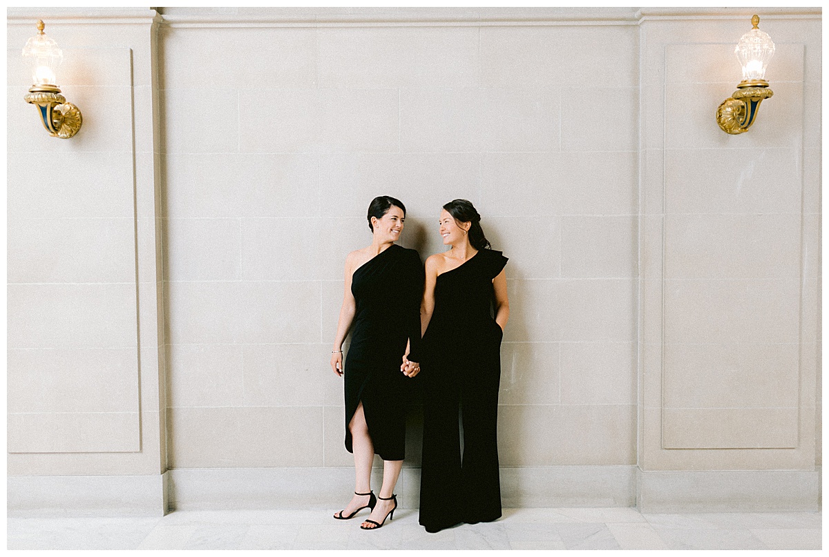 Couple's portraits after the sweet SF City Hall elopement ceremony