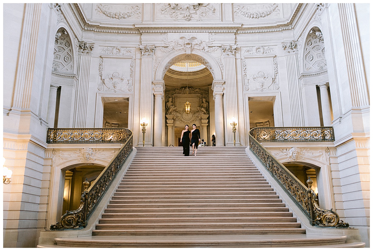 Couple's portraits after the sweet SF City Hall elopement ceremony
