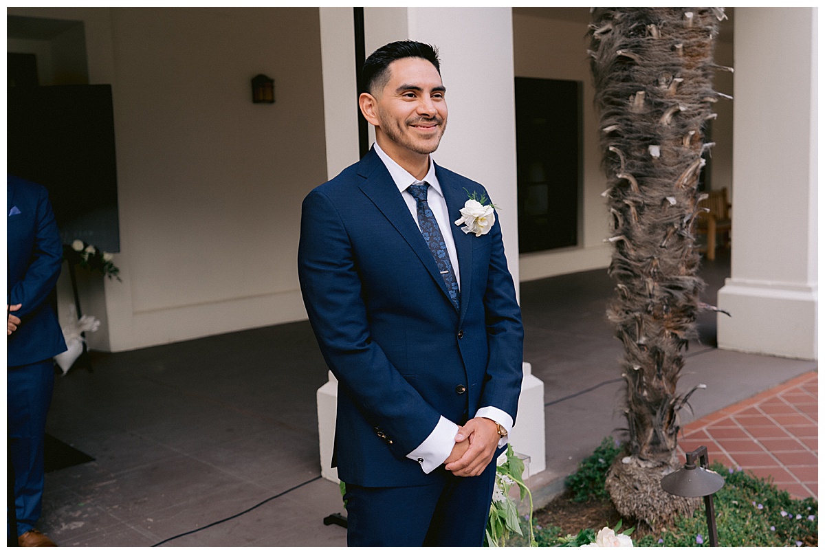 Renato waiting for his bride at their Golden Gate Club wedding ceremony