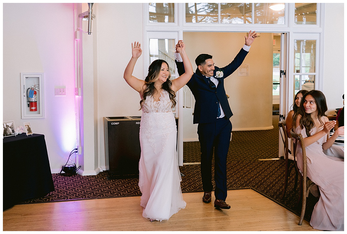 Keyla and Renato enter their wedding reception