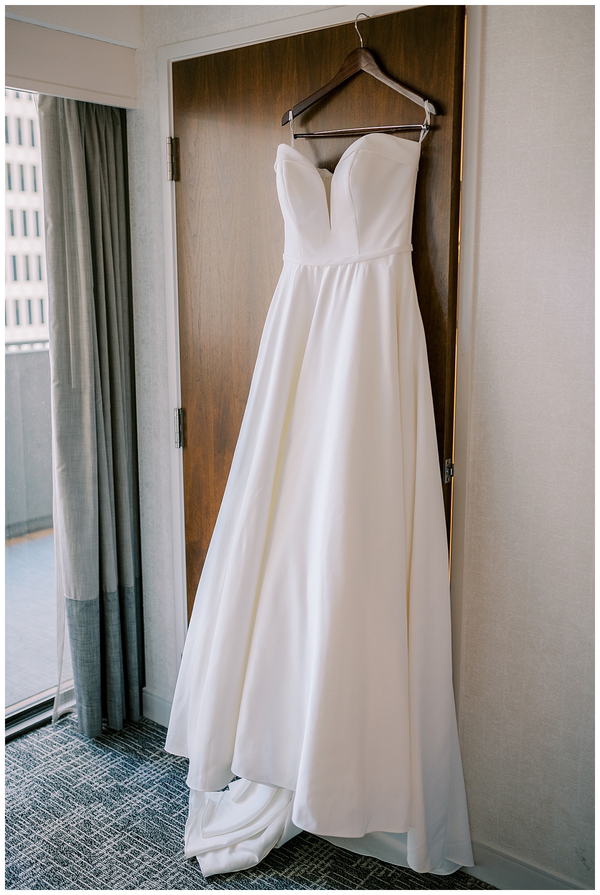 Susie's wedding dress before the Golden Gate Club wedding