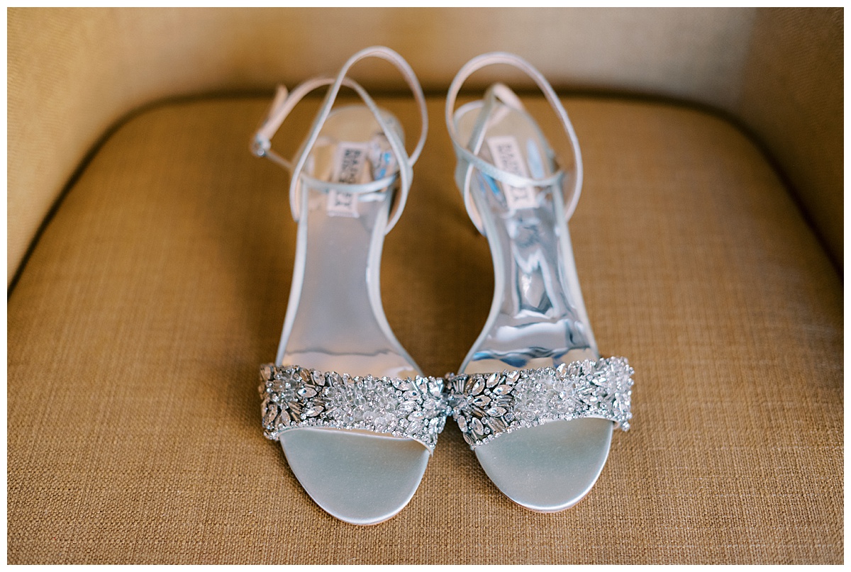 Susie's crystal bridal shoes for the Golden Gate Club wedding