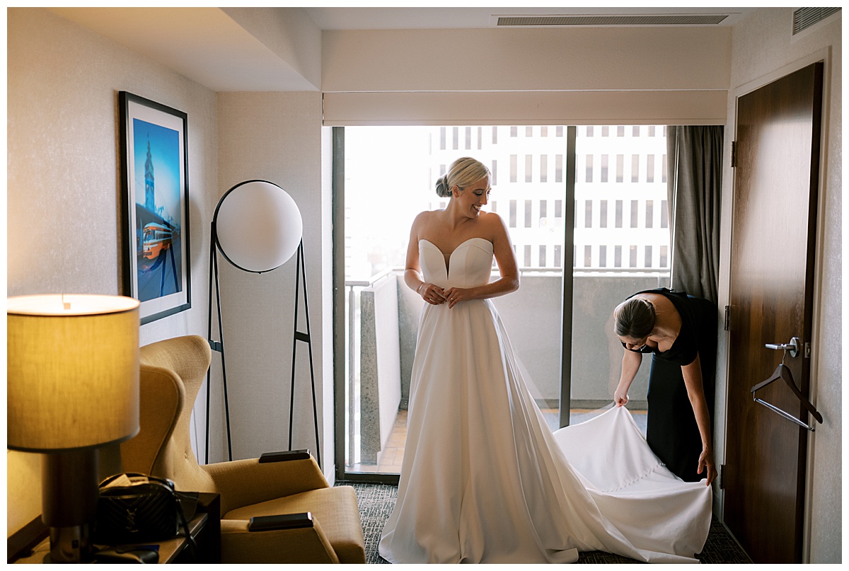 Susie getting ready for the Golden Gate Club wedding