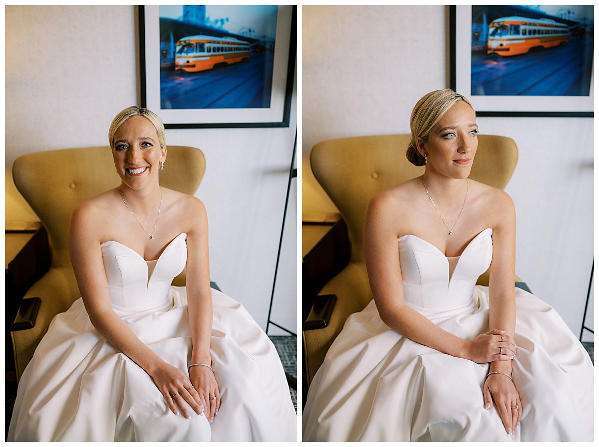 Portraits of Susie, ready for the Golden Gate Club wedding ceremony