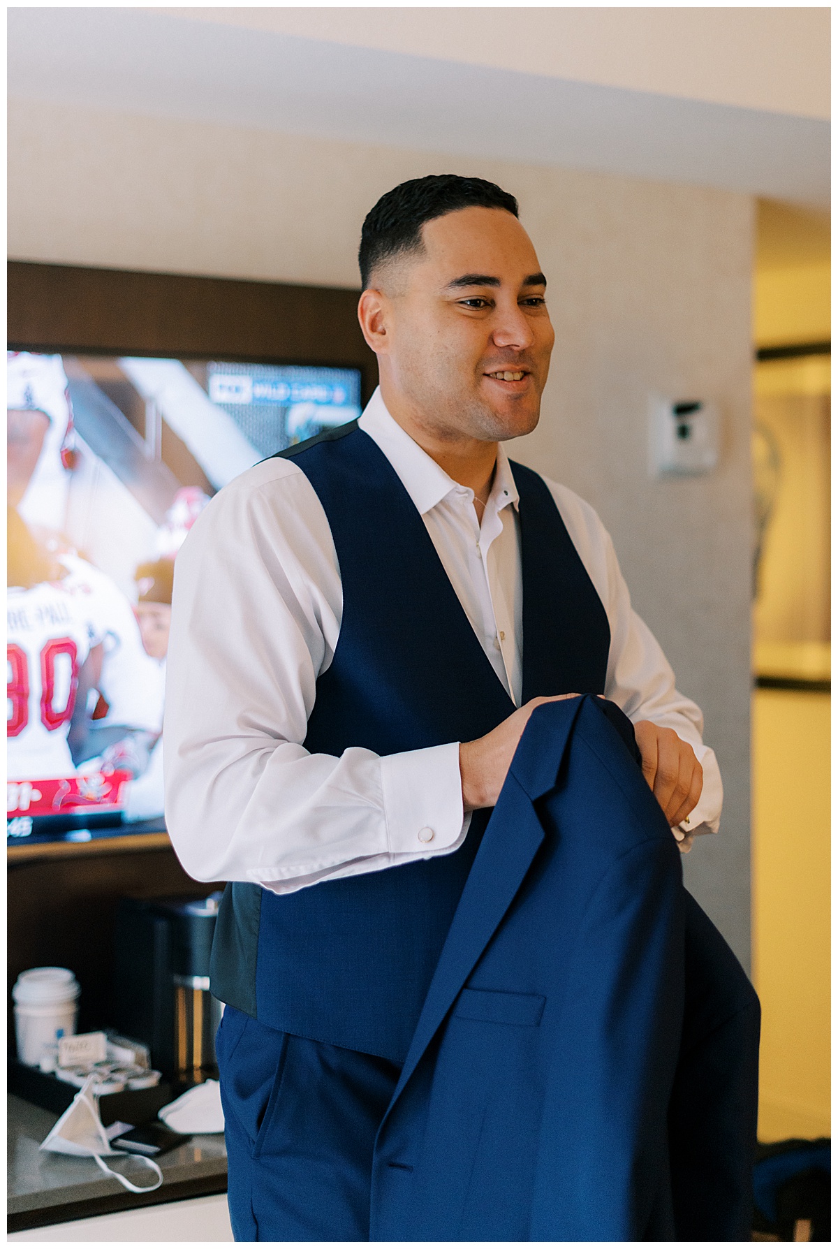 Devon getting ready for the Golden Gate Club wedding