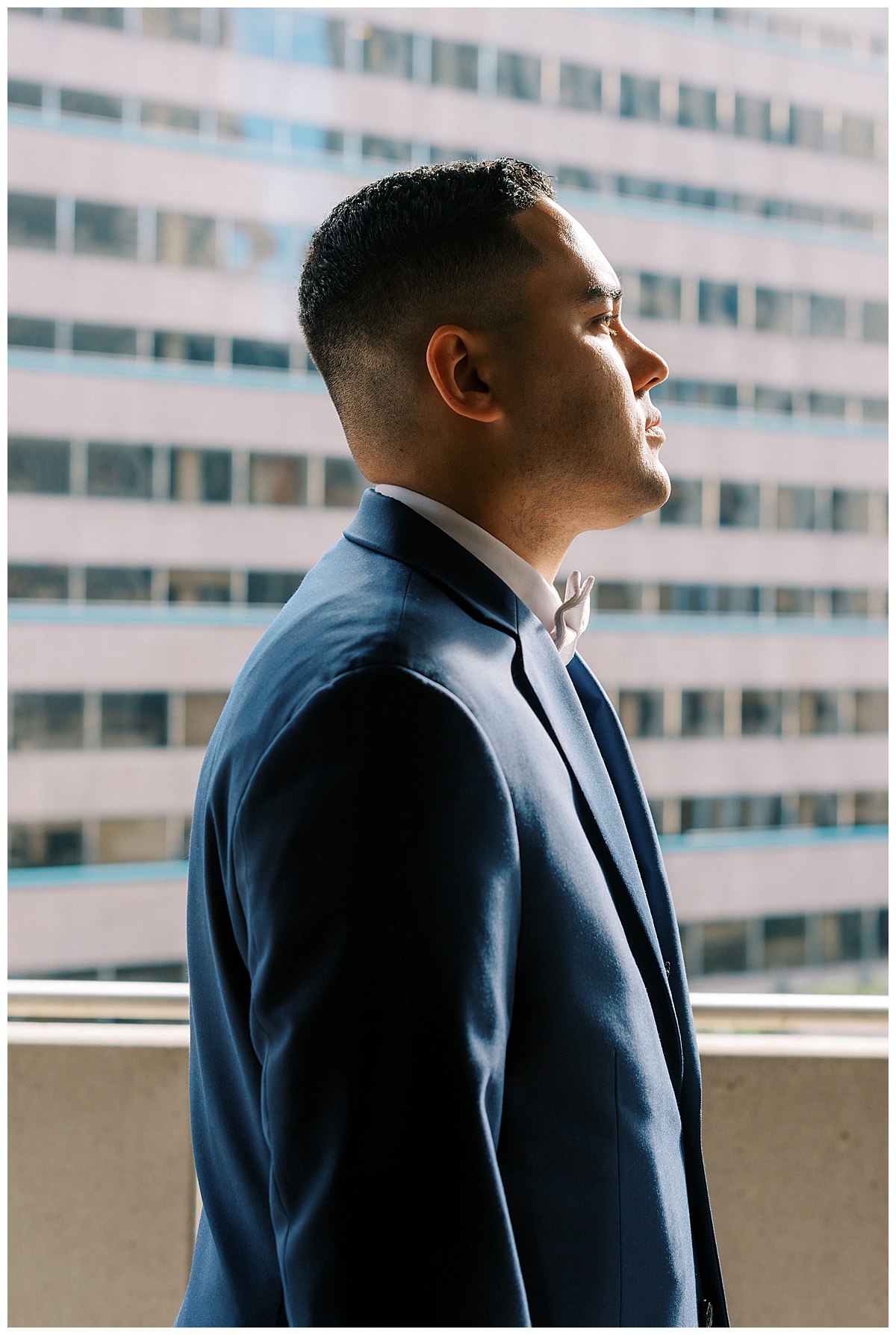 Portrait of Devon before him and Susie's first look