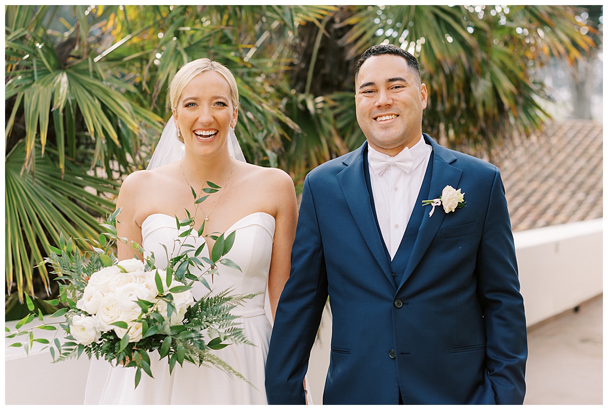 Susie and Devon after their first look before their Golden Gate Club wedding