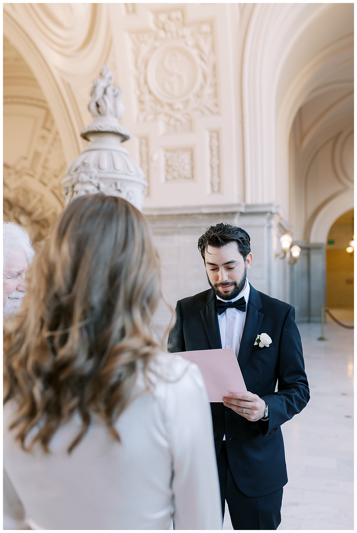 Guilherme reading his wedding vows