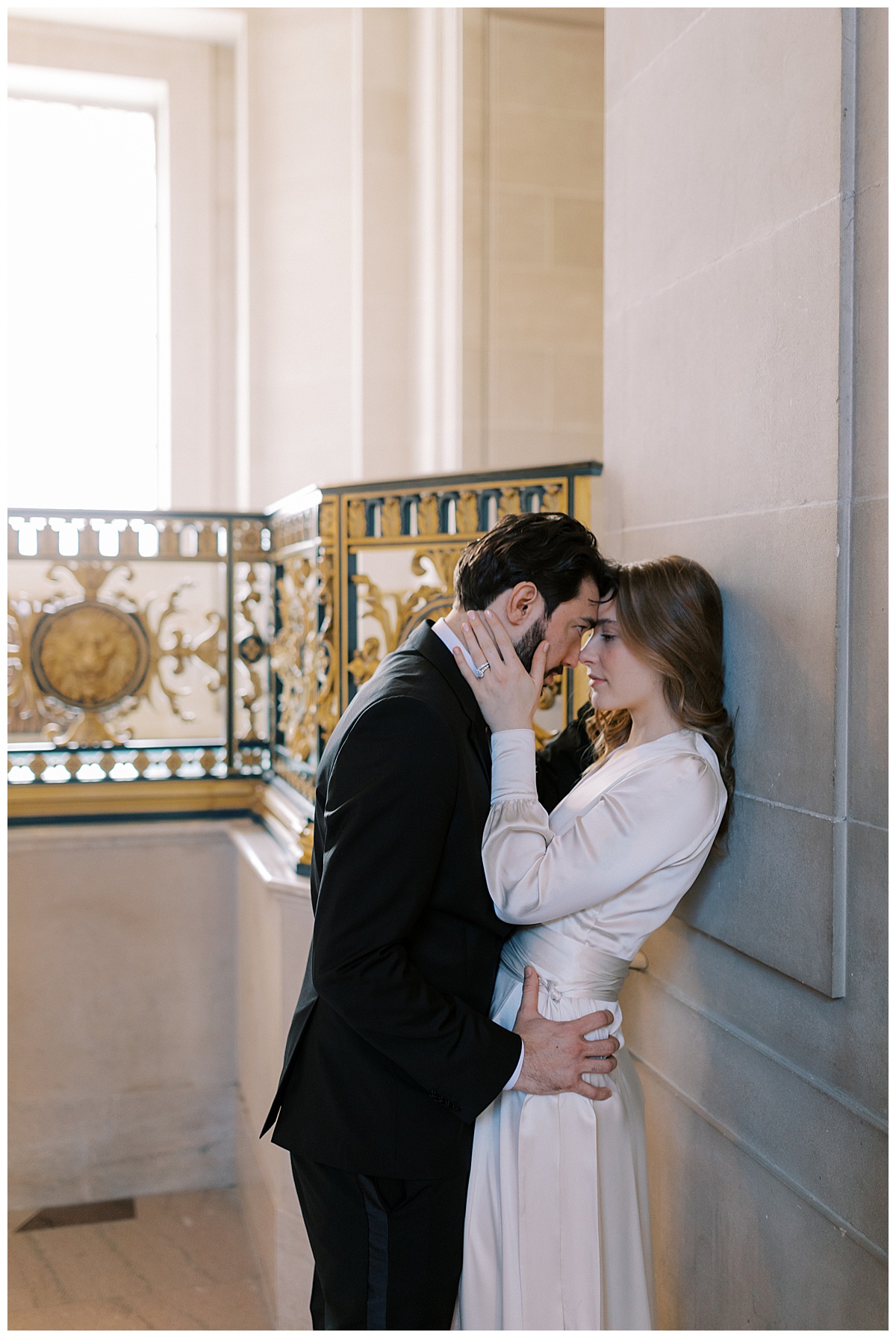 Caitlin and Guilherme's glamorous SF City Hall elopement couple's portraits