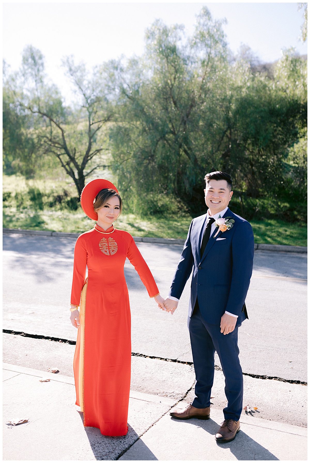 Couple's portrait of Vivian and Edward before the tea ceremony
