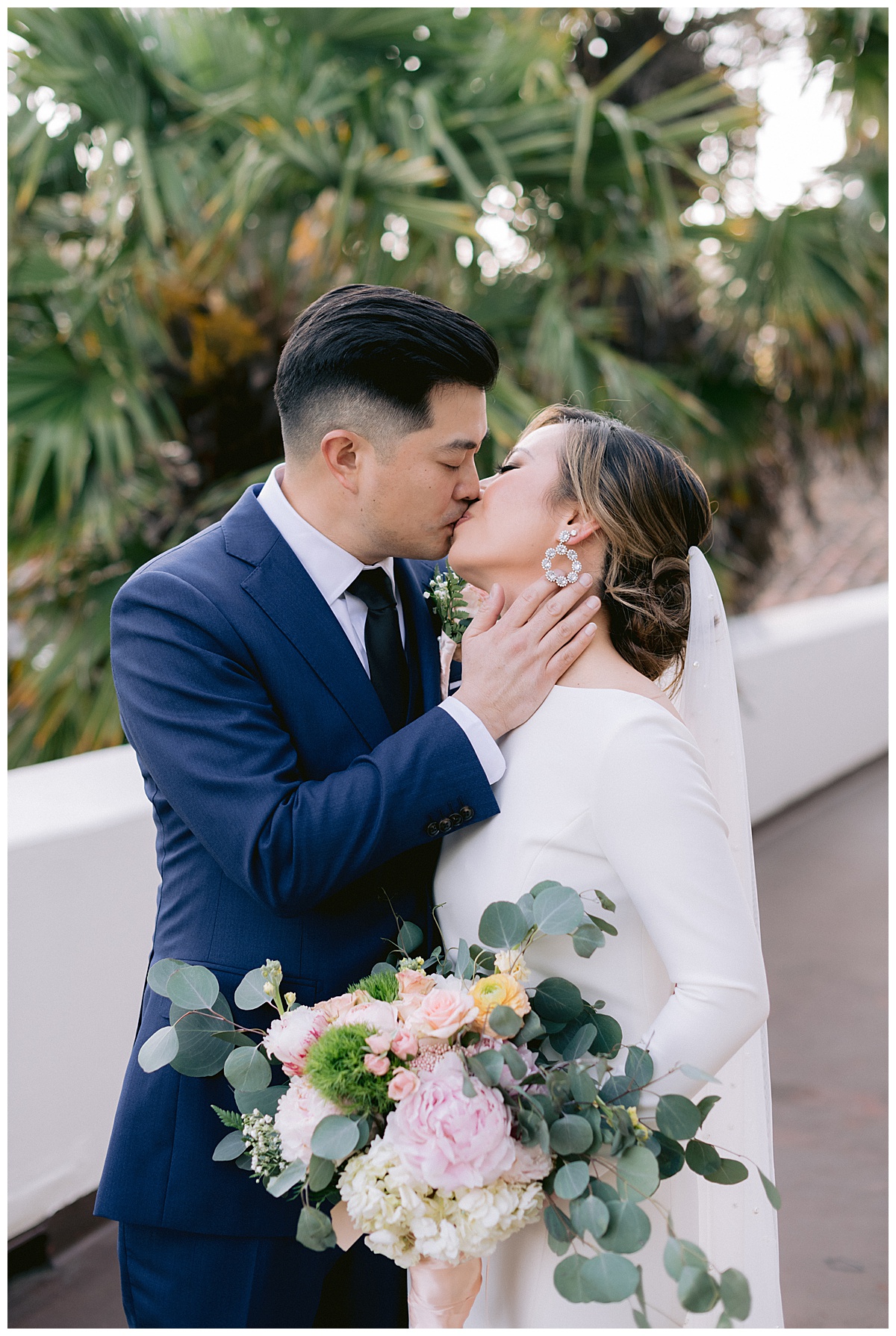 Vivian and Edward's couples portraits before their outdoor Presidio Chapel wedding