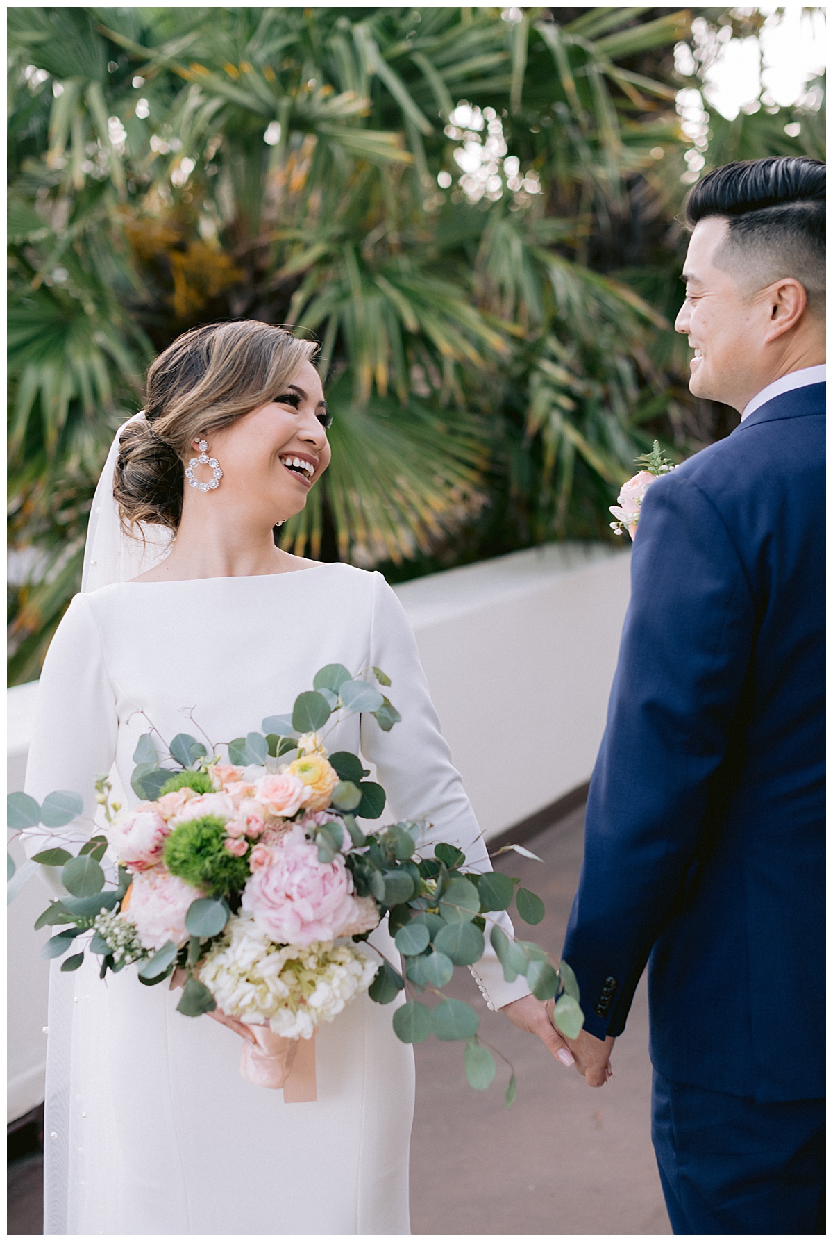 Edward and Vivian's couple's portraits before their outdoor Presidio Chapel wedding