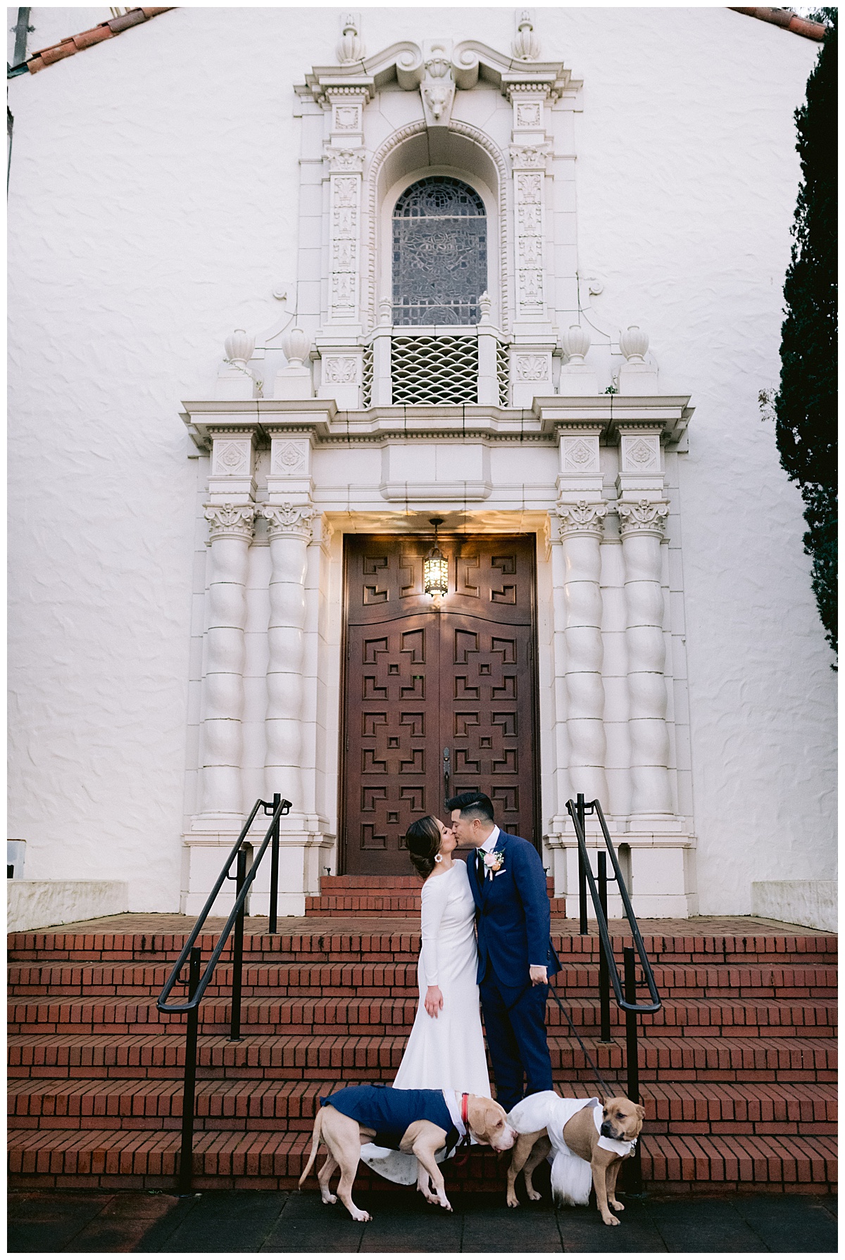 Vivian and Edward's outdoor Presidio Chapel wedding couple's portraits