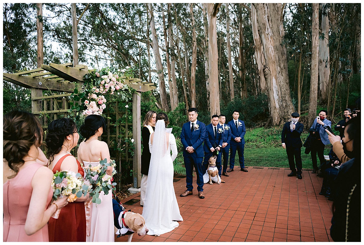 Vivian and Edward's outdoor Presidio Chapel wedding ceremony
