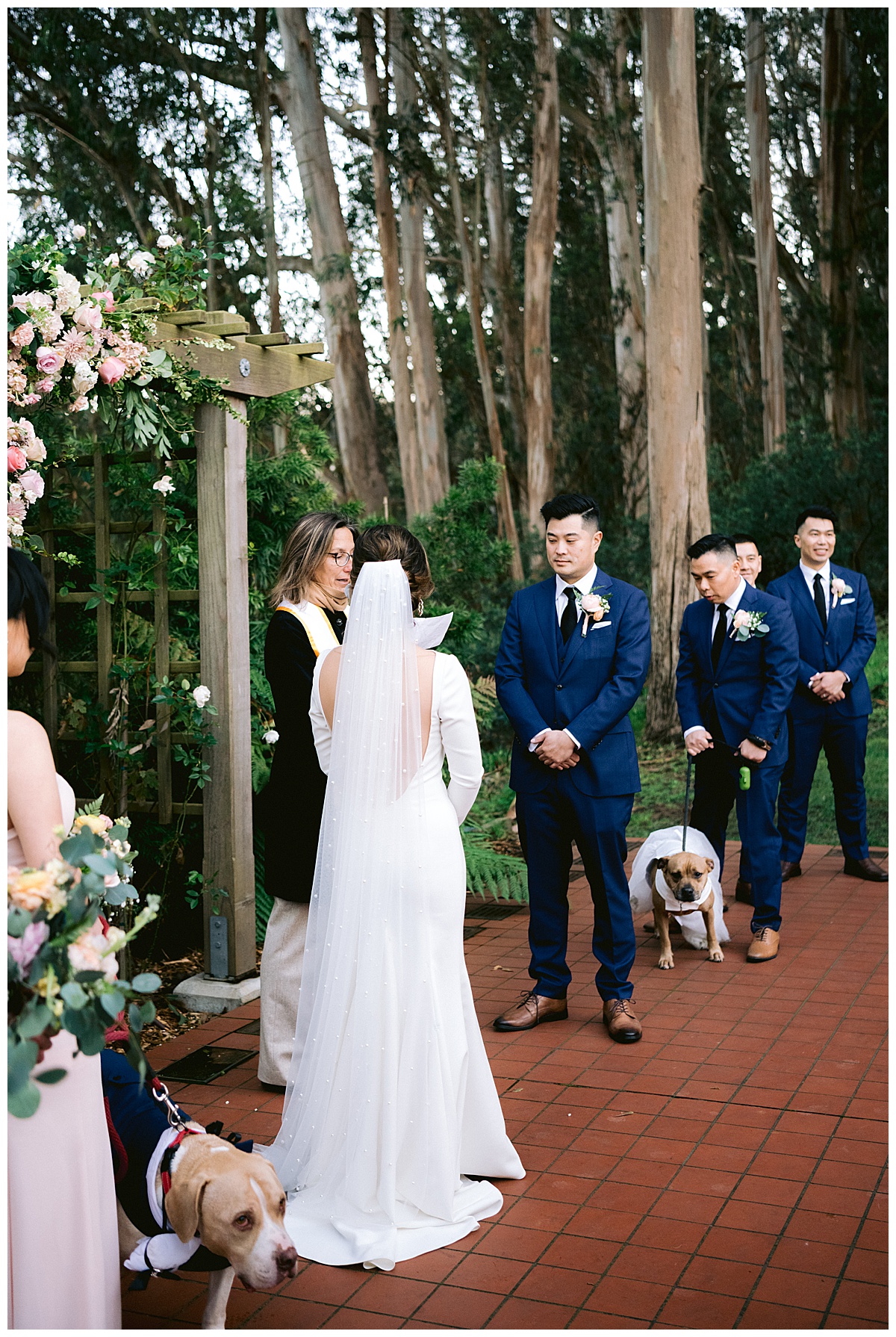 Vivian and Edward's outdoor Presidio Chapel wedding ceremony