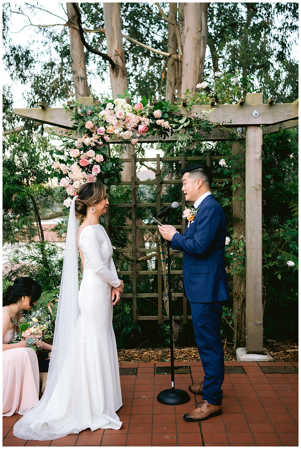 Vivian and Edward's outdoor Presidio Chapel wedding ceremony
