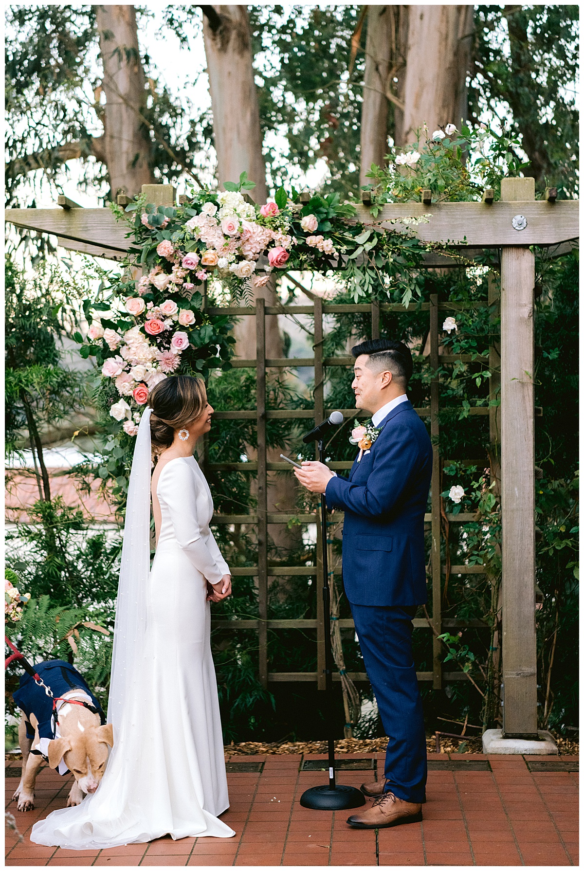 Vivian and Edward's outdoor Presidio Chapel wedding ceremony
