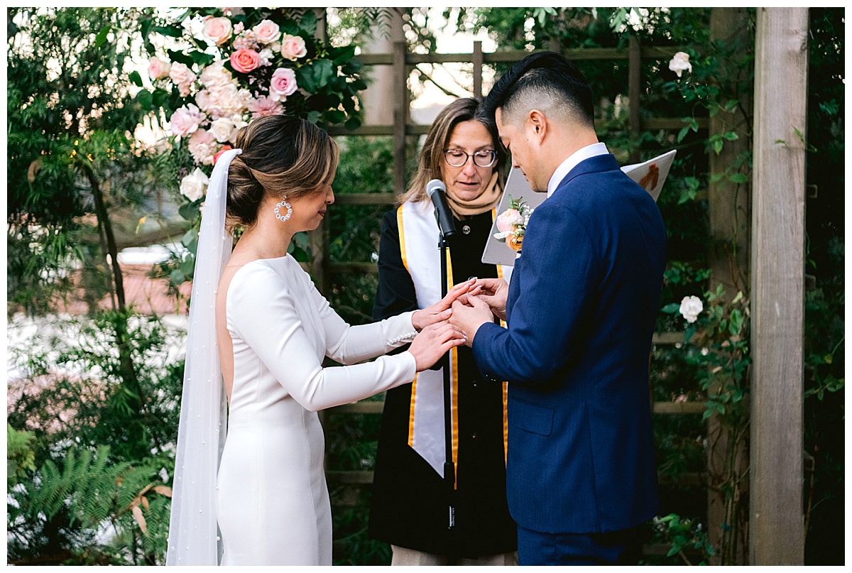 Vivian and Edward's outdoor Presidio Chapel wedding ceremony