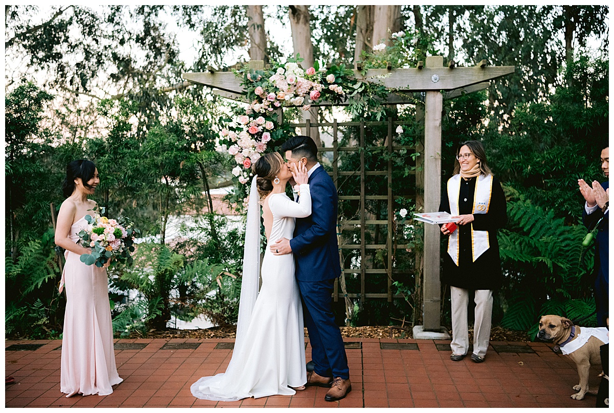 Vivian and Edward's outdoor Presidio Chapel wedding ceremony
