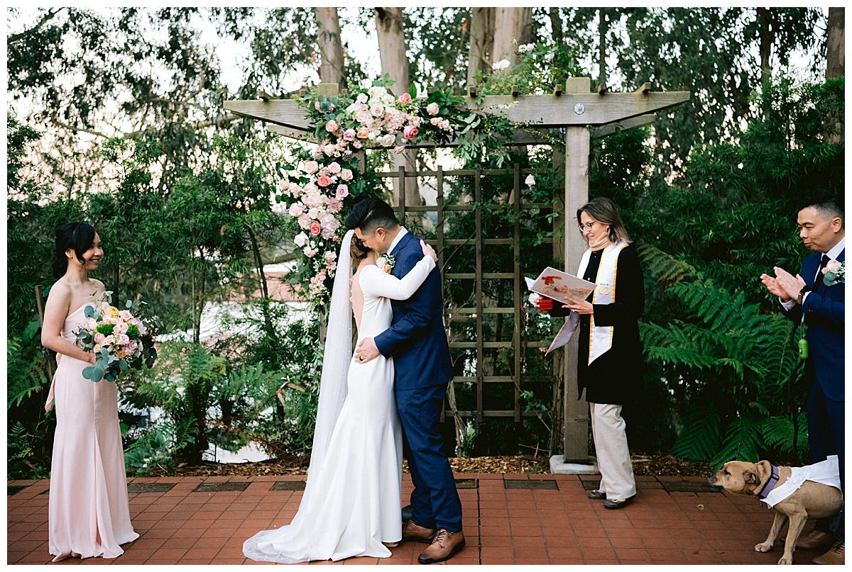 Vivian and Edward's outdoor Presidio Chapel wedding ceremony