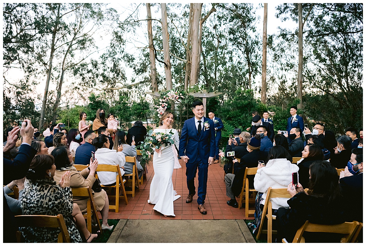Vivian and Edward's outdoor Presidio Chapel wedding ceremony