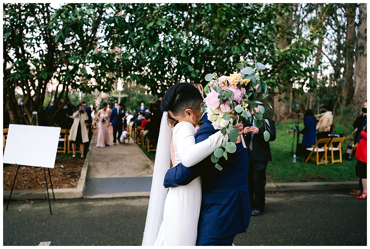 Vivian and Edward's outdoor Presidio Chapel wedding ceremony