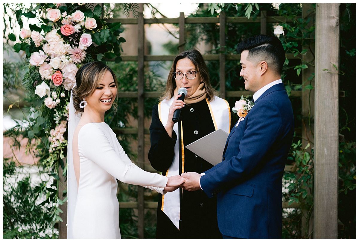 Vivian and Edward's outdoor Presidio Chapel wedding ceremony