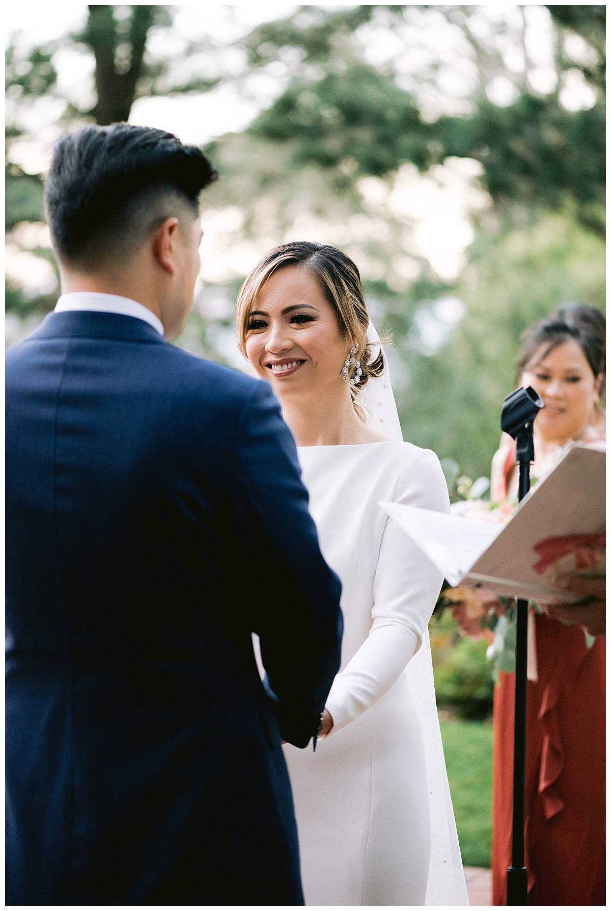 Vivian and Edward's outdoor Presidio Chapel wedding ceremony
