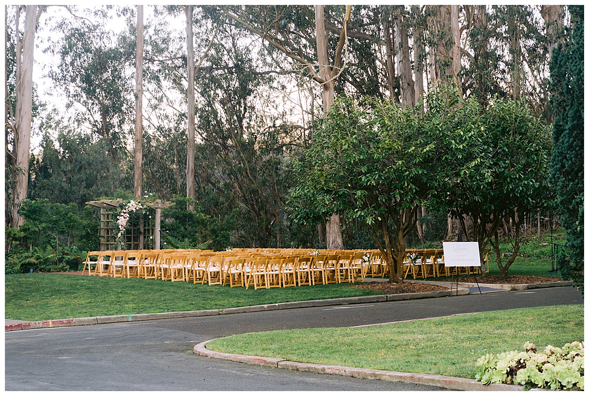 Outdoor Presidio Chapel wedding ceremony site