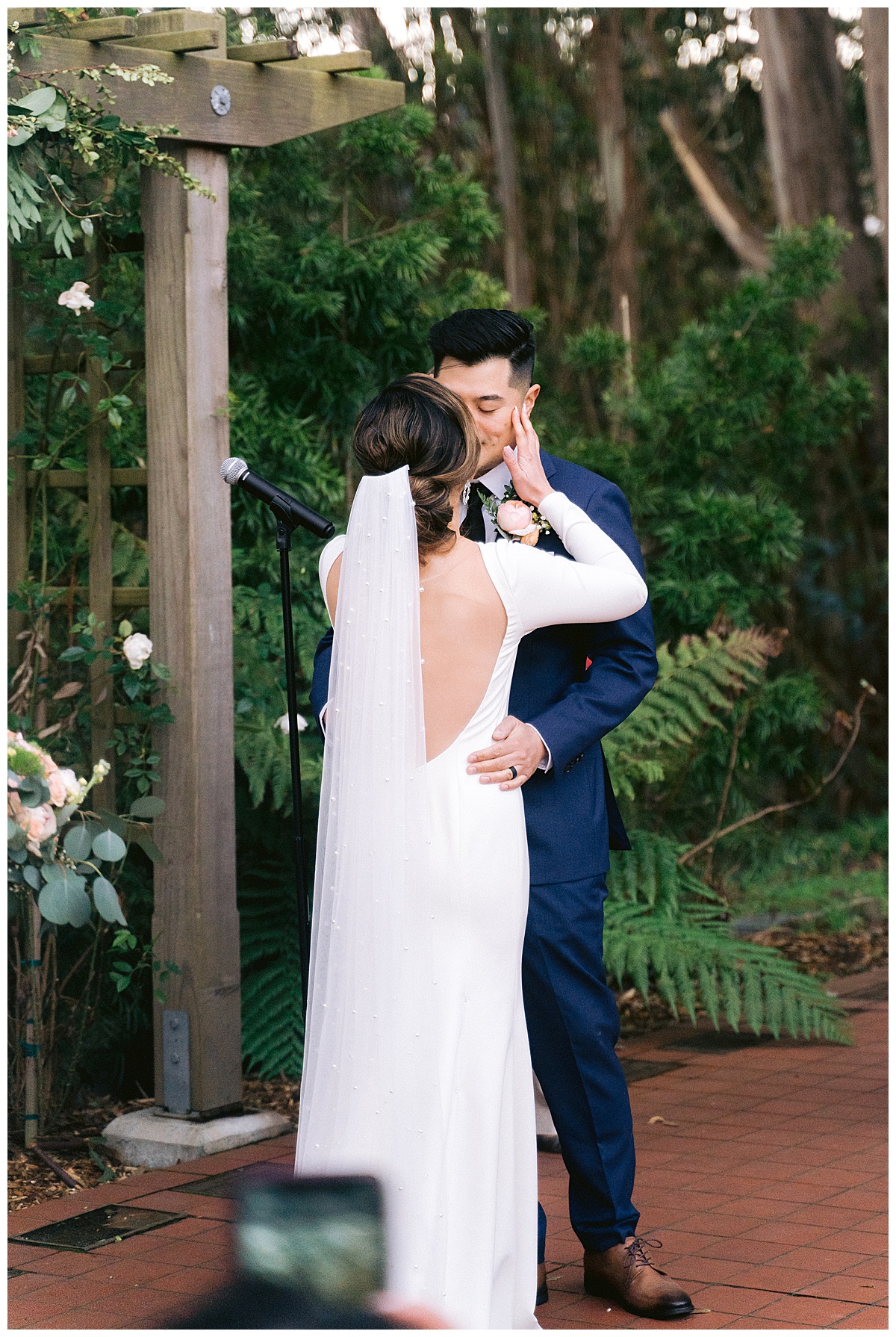 Vivian and Edward's outdoor Presidio Chapel wedding ceremony