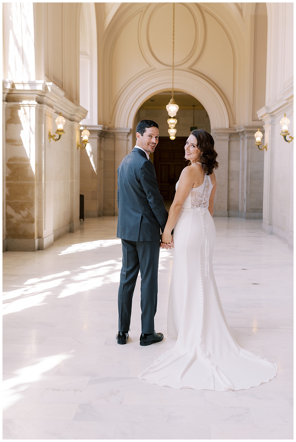 Hillary and Nick's couples portraits after their vintage glam SF City Hall wedding