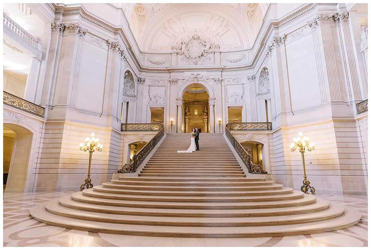 Hillary and Nick after their vintage glam SF City Hall wedding