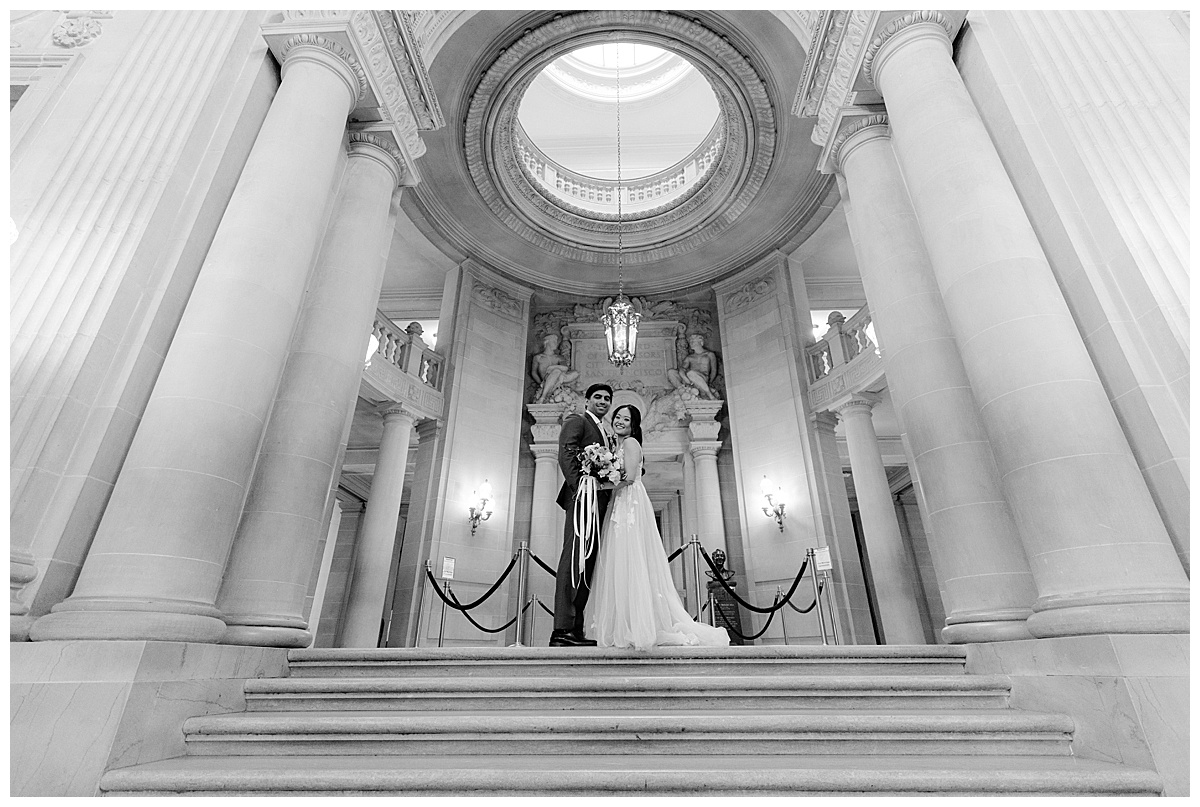Black and white photo of Mary and Ashir after their Mary and Ashir's elopement ceremony couple's portraits