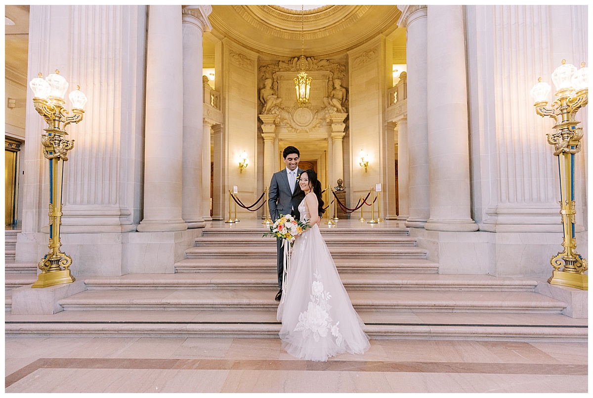 Mary and Ashir after their fairytale SF City Hall elopement