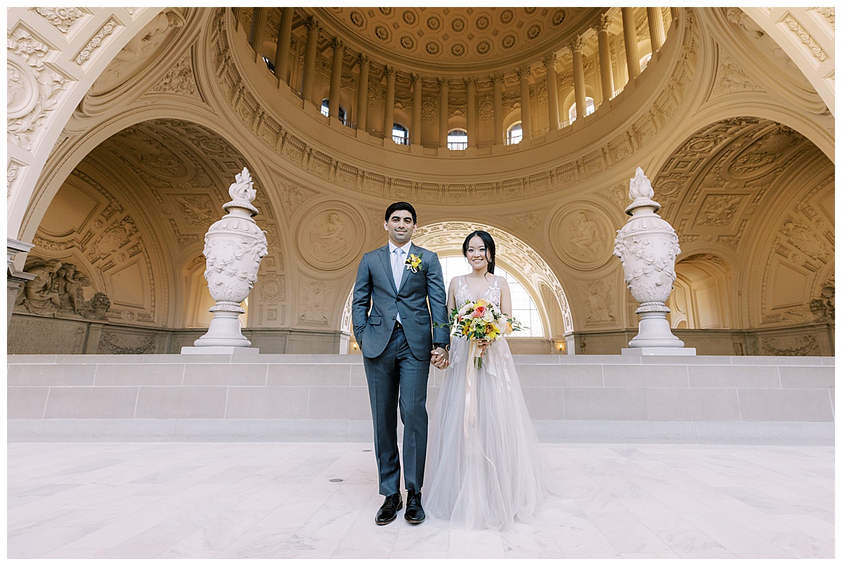 Mary and Ashir's couples portraits after their fairytale SF City Hall elopment