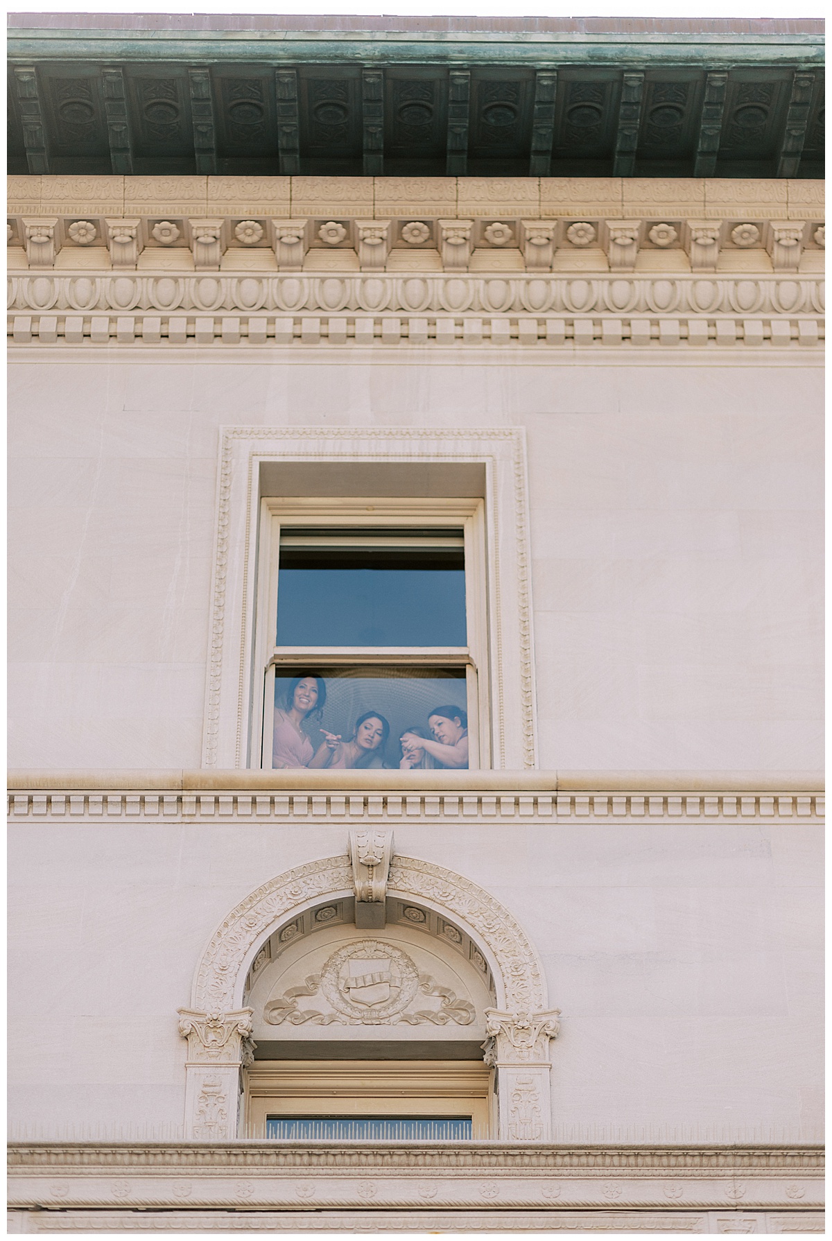 Bridesmaids in the window at flood mansion