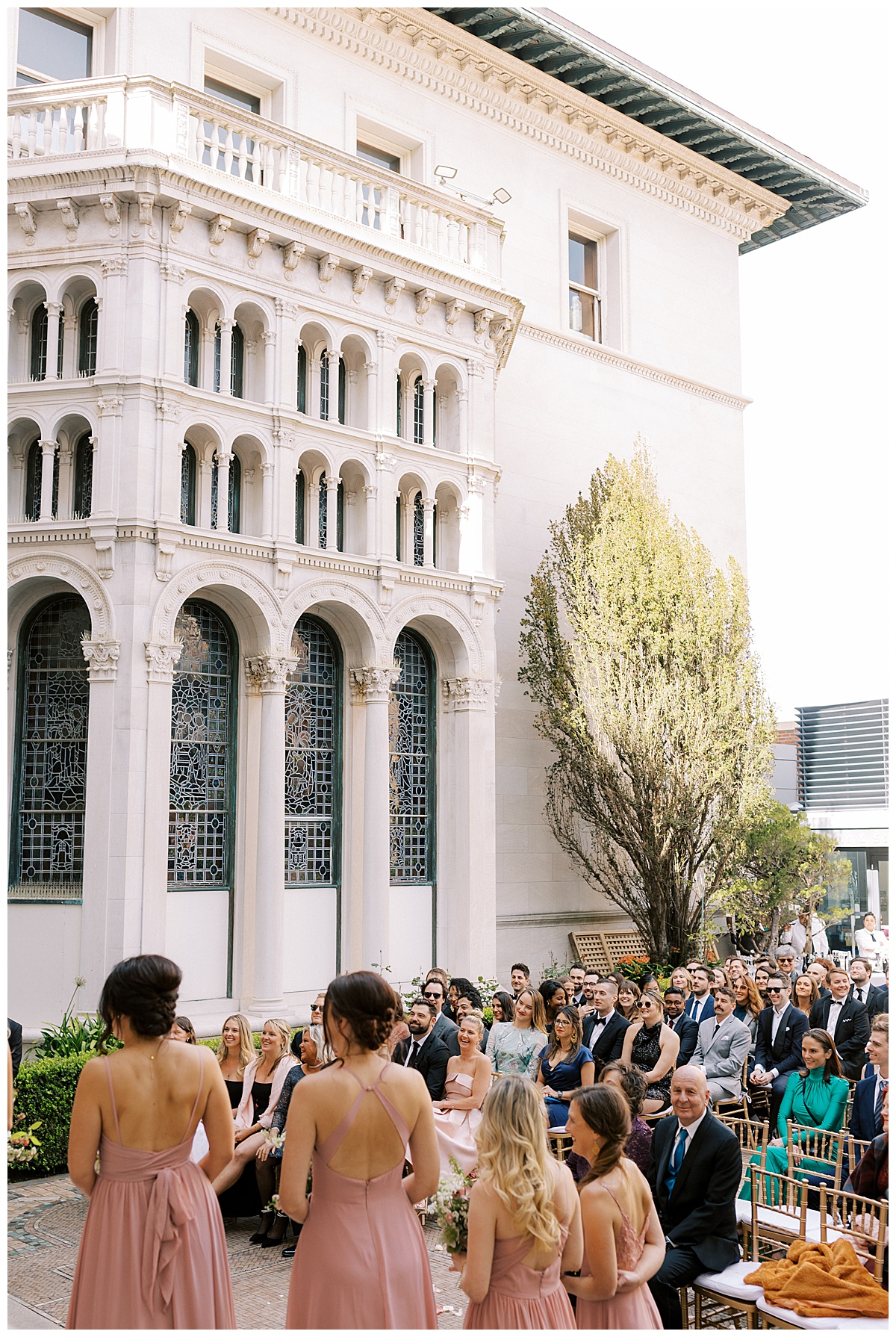 wedding guests at flood mansion ceremony