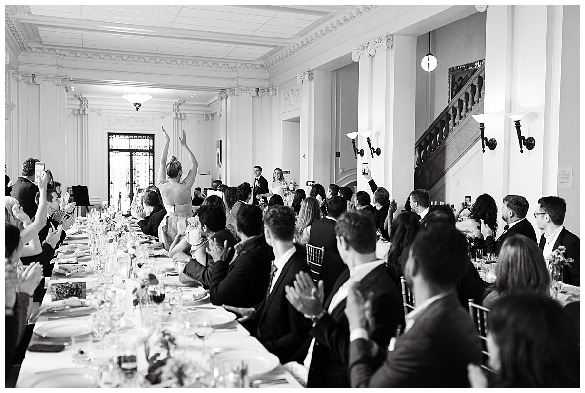 married couple grand entrance at flood mansion