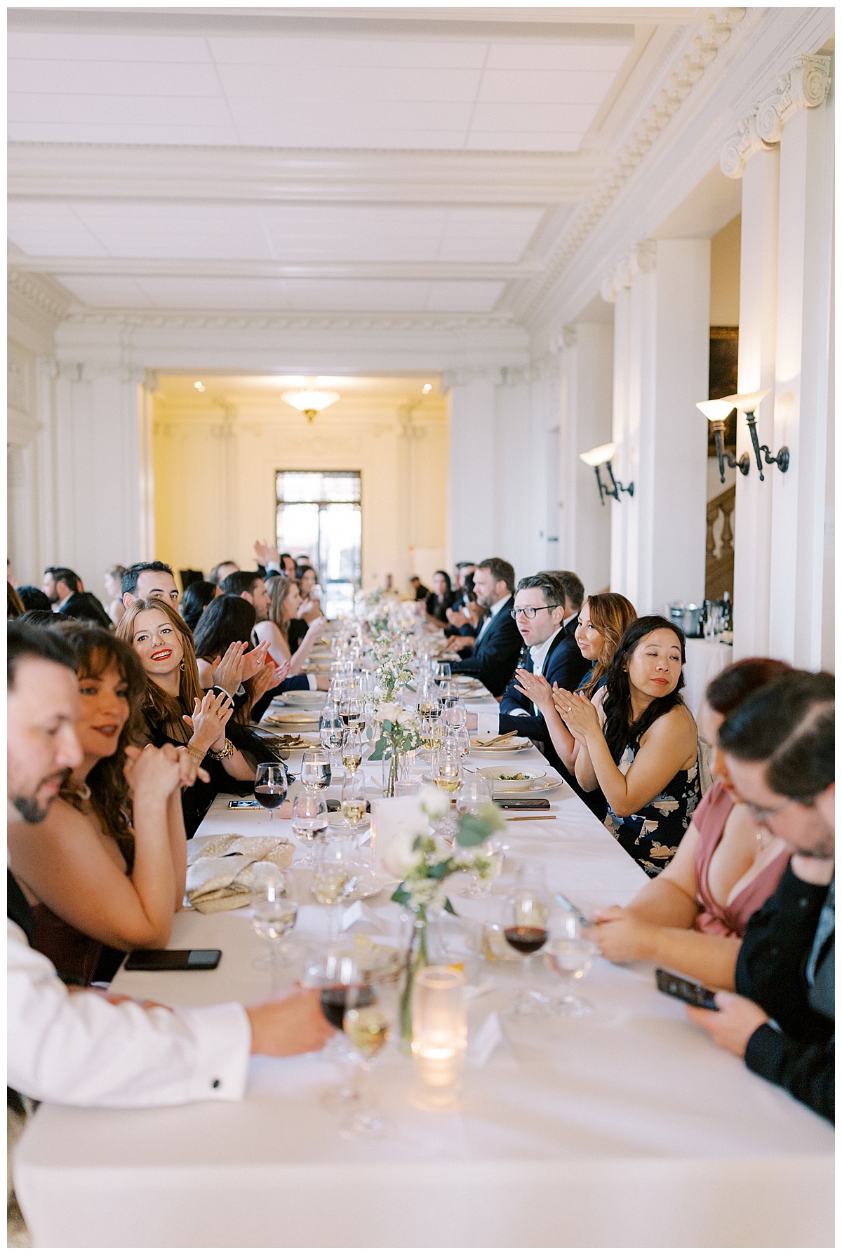 wedding reception guests at flood mansion